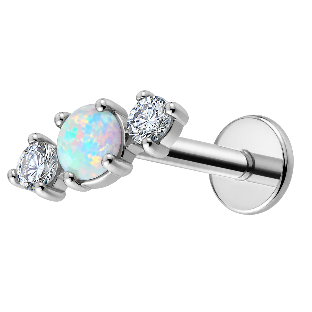 Tytanowy Labret Ozdobny - Opal z Cyrkoniami