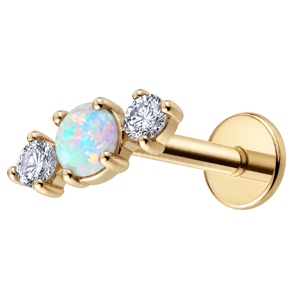 Tytanowy Labret Ozdobny - Opal z Cyrkoniami