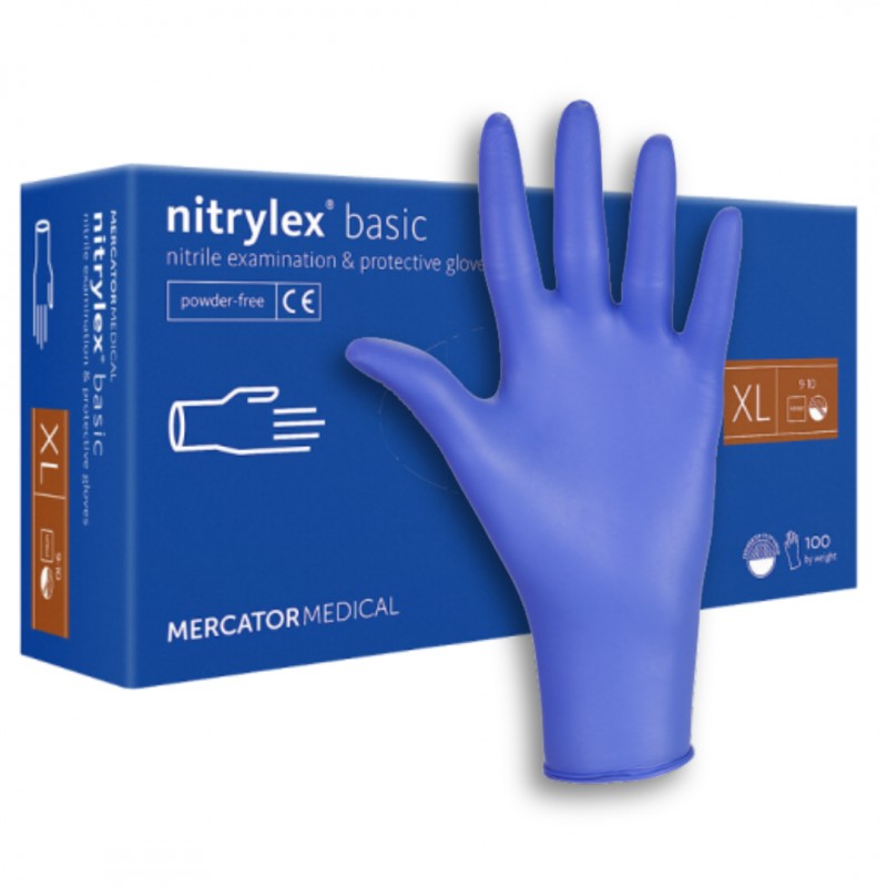 Rękawice Nitrylowe Bezpudrowe - Mercator Nitrylex Basic