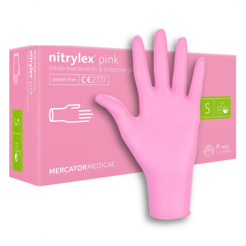 Rękawice Nitrylowe Bezpudrowe - Mercator Nitrylex Pink